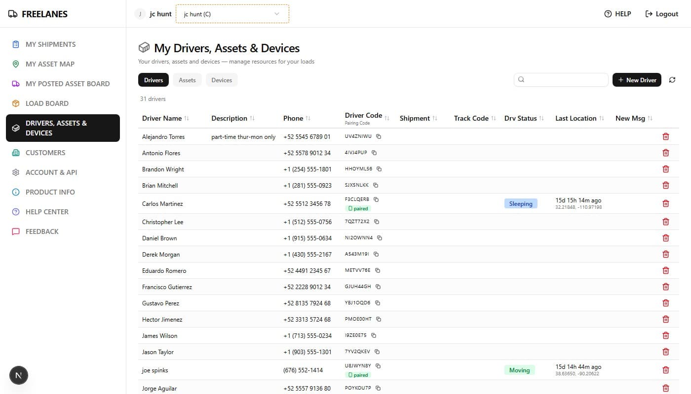 My Drivers & Assets